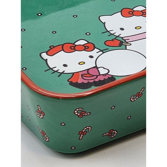 Sanrio Hello Kitty Christmas Snowman Square Baking Dish 9" Ceramic Green and Red - Picture 4 of 10